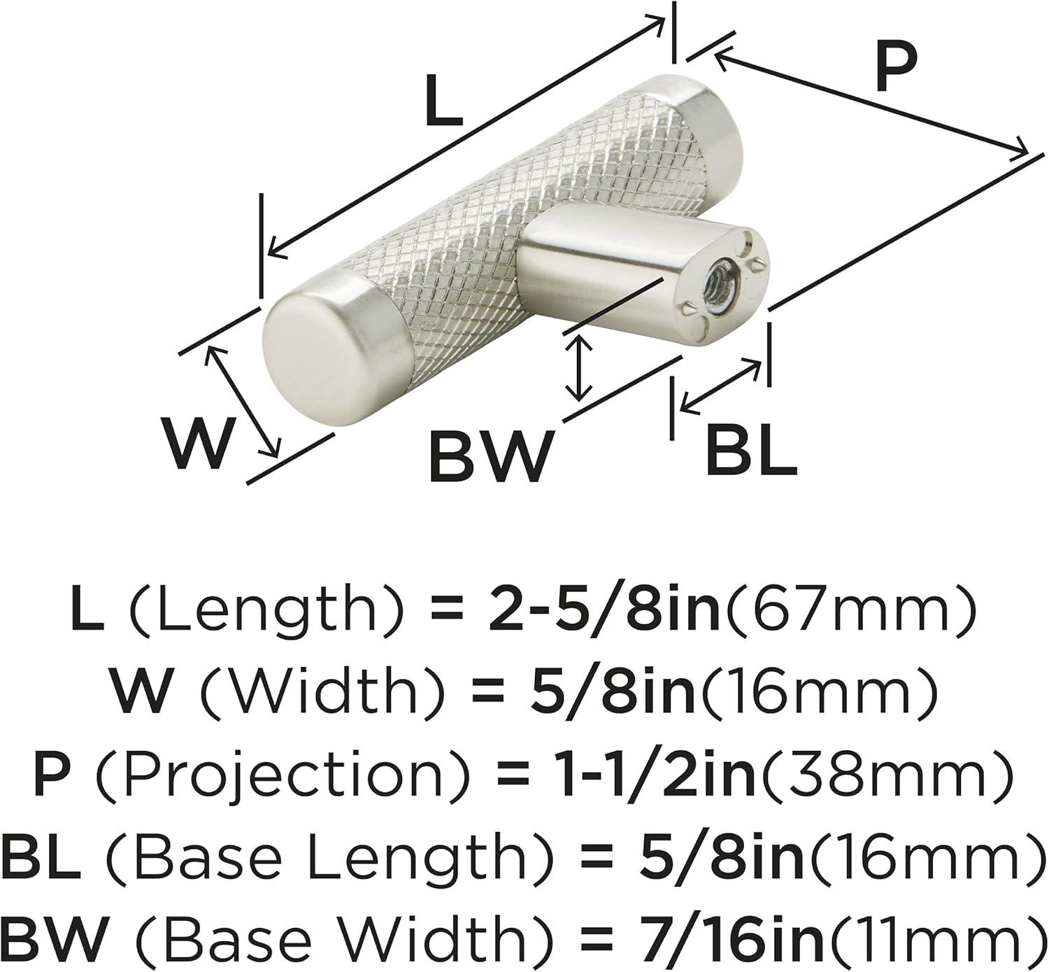 Amerock Bronx 2-5/8 inch (67mm) Length Satin Nickel Cabinet Knob