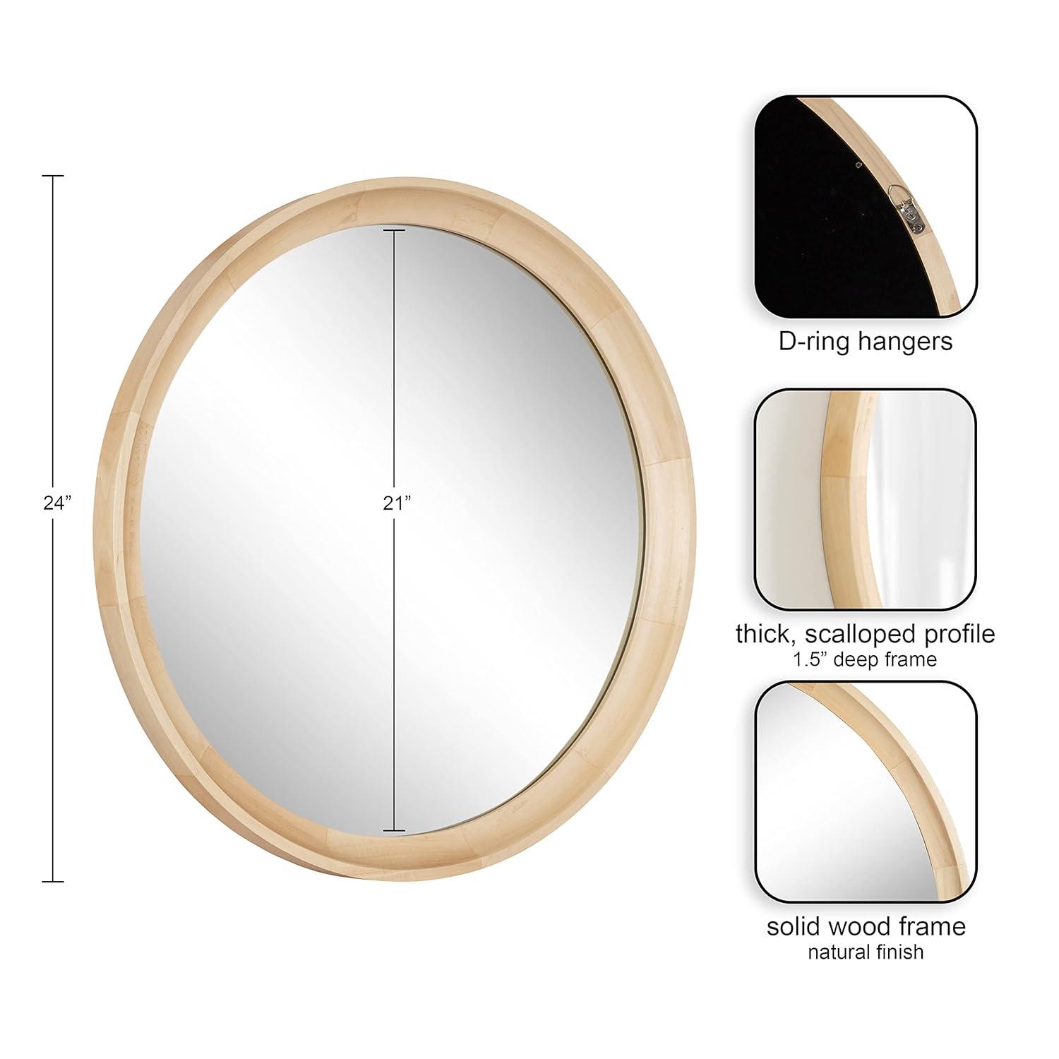 Kate and Laurel Hatherleig Round Wood Round Mirror, 24" Diameter, Natural