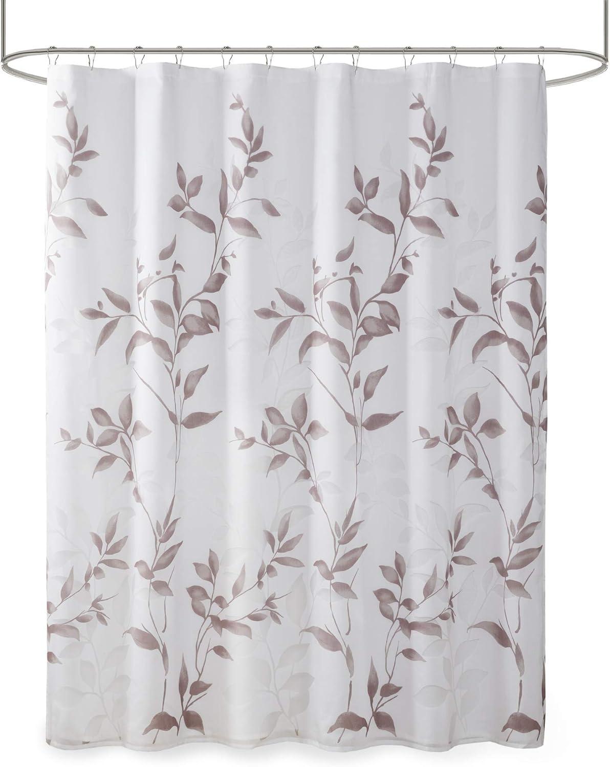 Home Essence Rosalie Burnout Printed Floral Rayon/Polyester Shower Curtain, 72" x 72", Purple