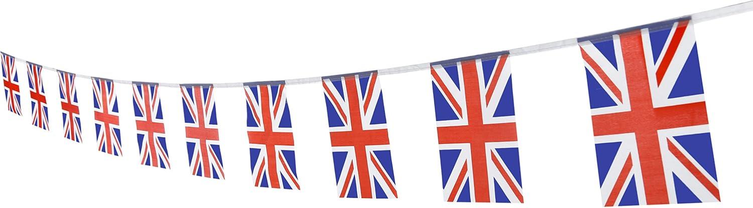 UK British Flag,100Feet/76Pcs United Kingdom Union Jack National Country World Pennant Flags Banner,Party Decoration Supplies for,Bar,Indoor and Outdoor Flags,Intarnational Festival