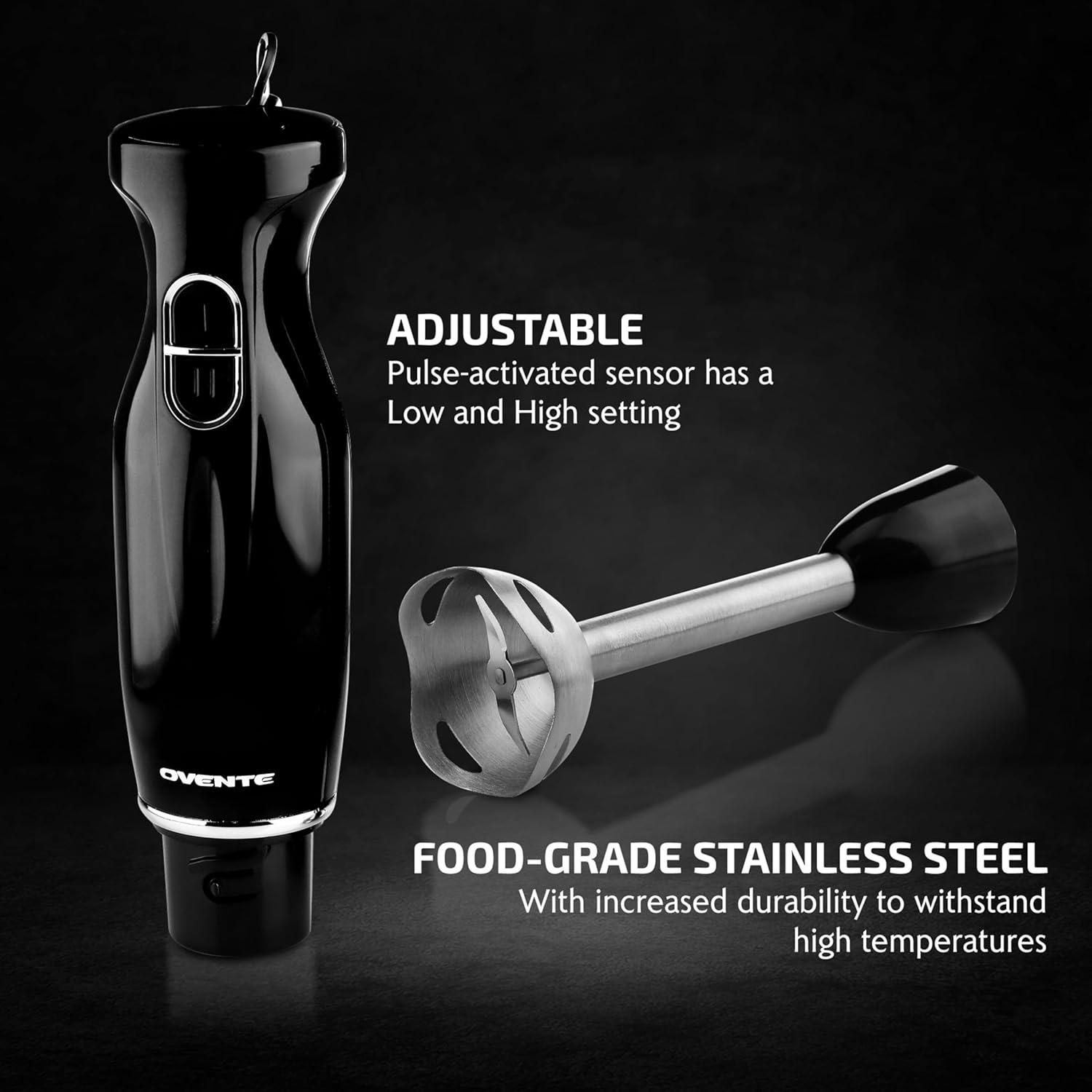 OVENTE Electric Immersion Hand Blender 300 Watt 2 Mixing Speed