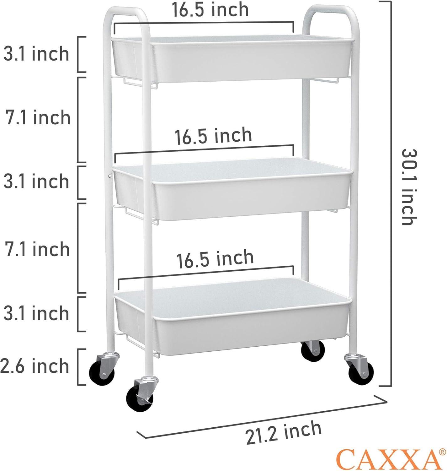 KeesonKimi 3-Tier Rolling Plastic Storage Organizer - Mobile Utility Cart Kitchen Cart with Caster Wheels, White