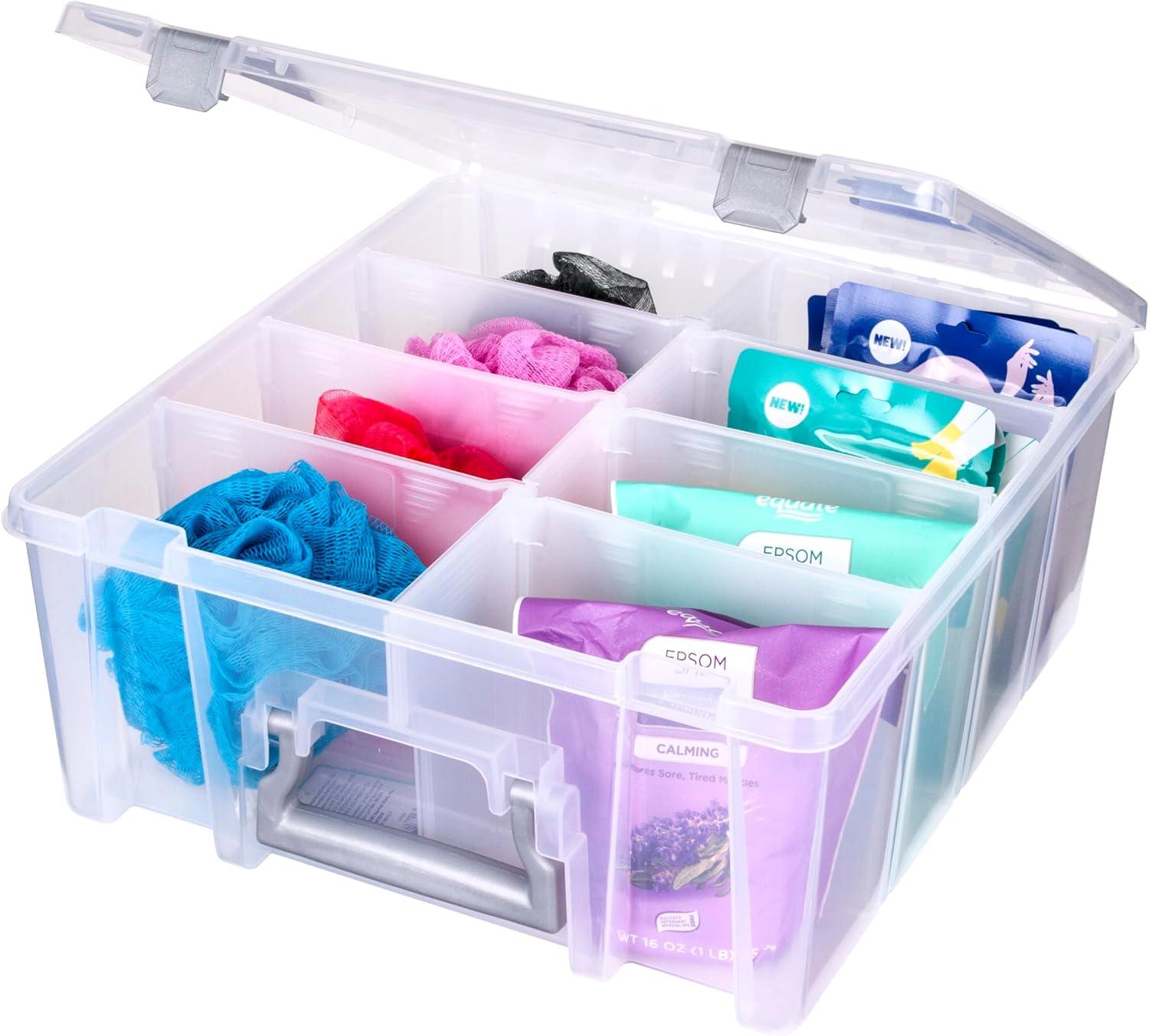 Clear Plastic Stackable Storage Box with Dividers