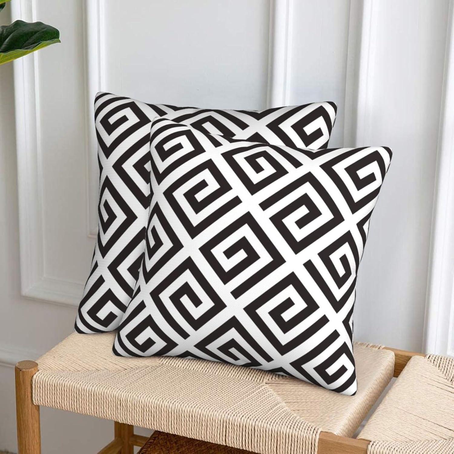 Modern Abstract Black and White Pillow Covers 18x18 in Couch Pillow Case Sets of 2 Decorative Square Throw Pillows for Home Living Room Bedroom Bed Cushion Outdoor