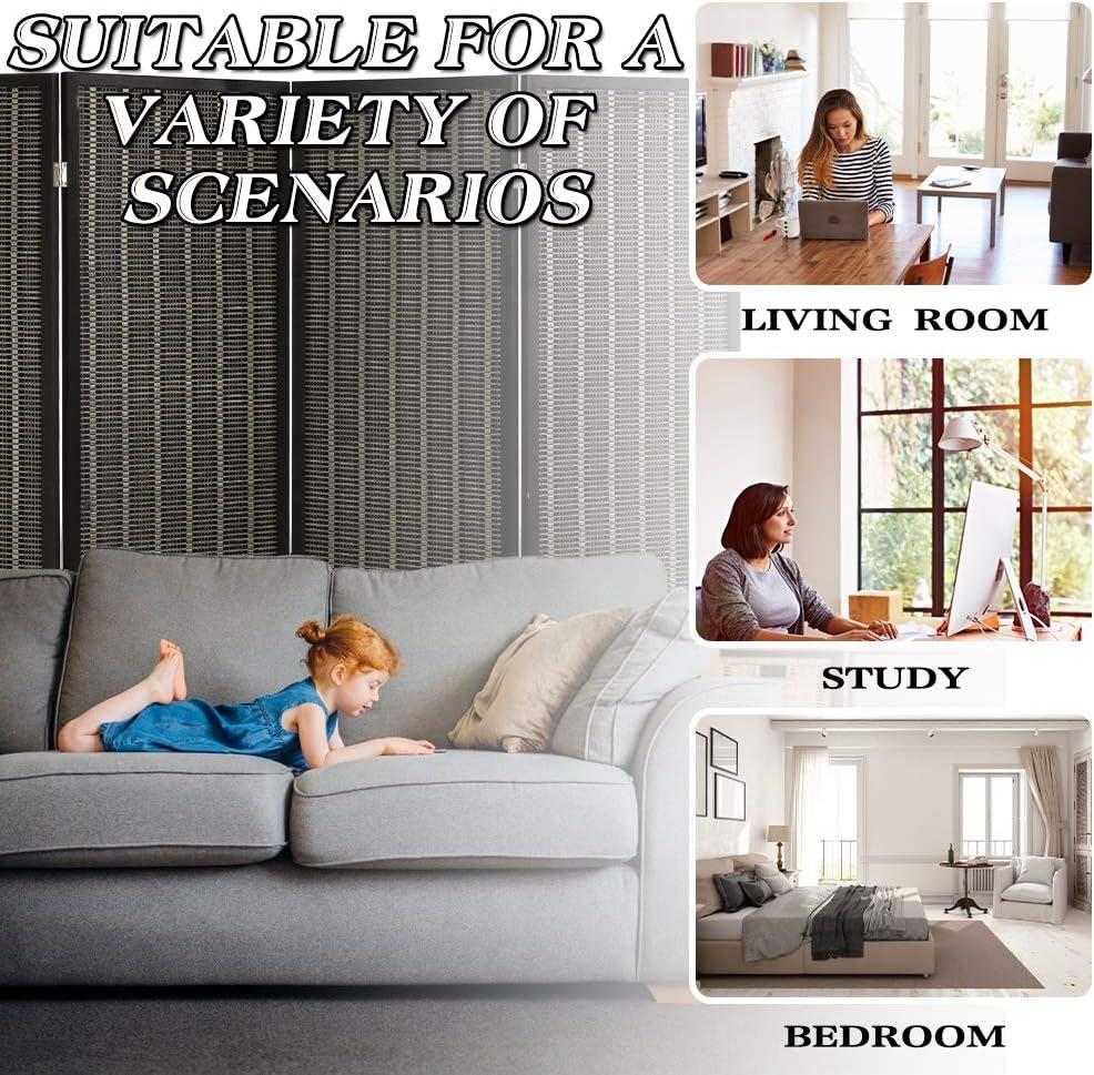 FDW Bamboo Room Divider Folding Privacy Wooden Screen 4 Panel 72 Inches High 17.7 Inches Wide Room Divider for Living Room Bedroom Study,Natural