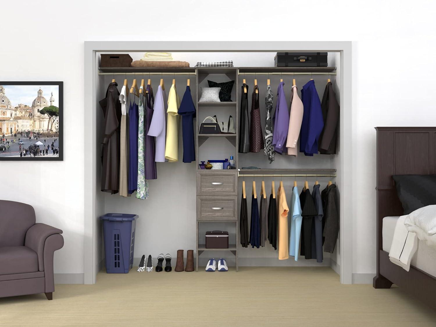 Graphite Grey 16-Inch Tower Closet Organizer with Drawers