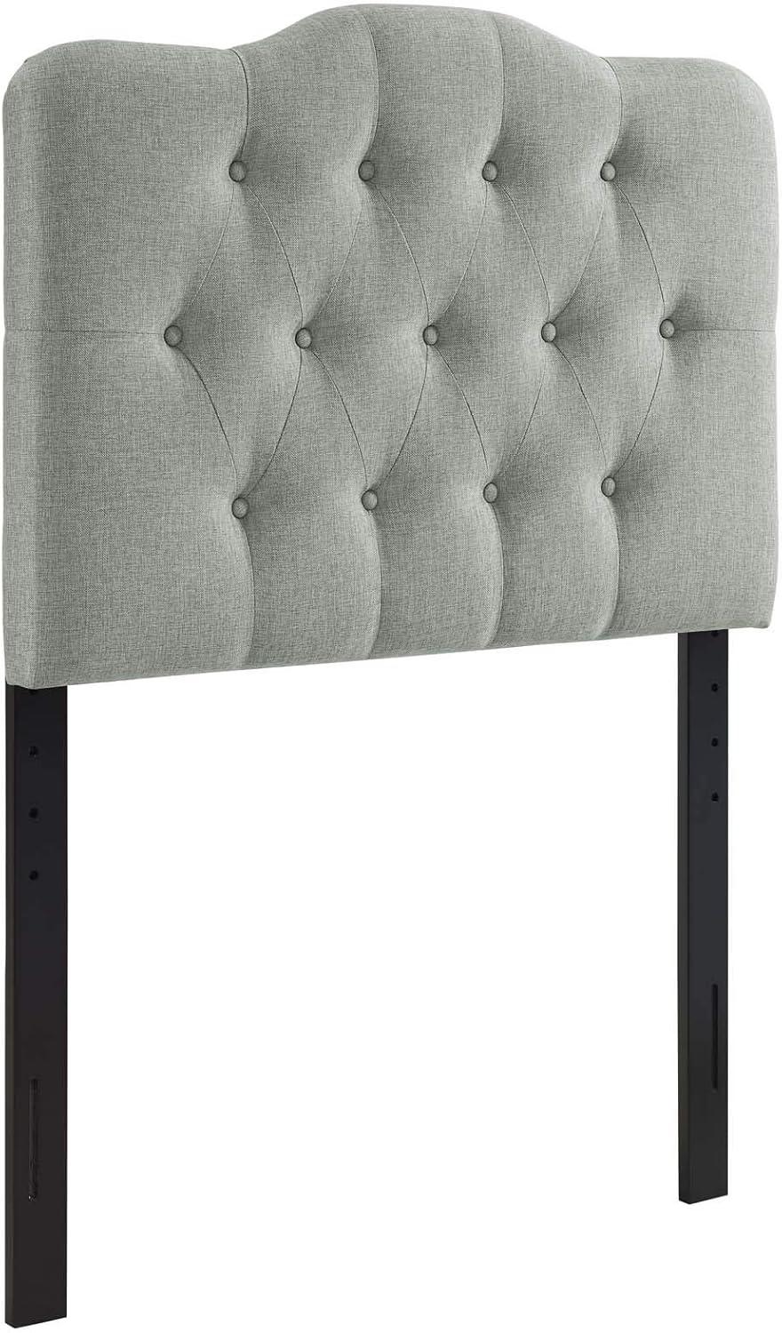 Gray Tufted Linen Upholstered Twin Headboard