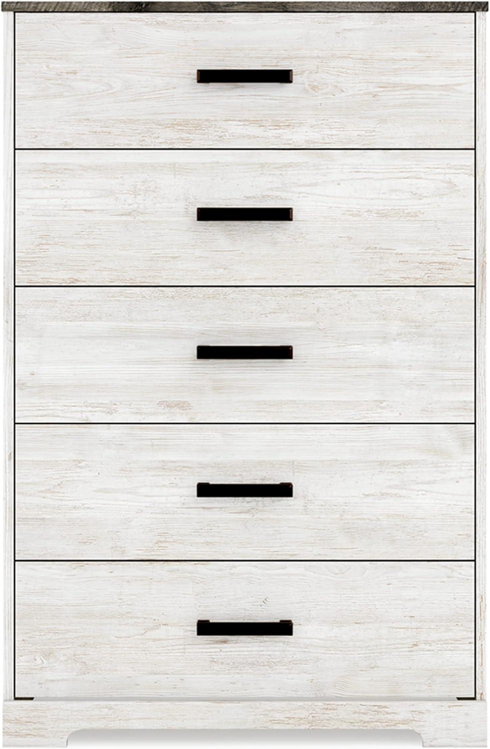 Signature Design by Ashley Casual Shawburn Chest of Drawers, Whitewash/Charcoal Gray