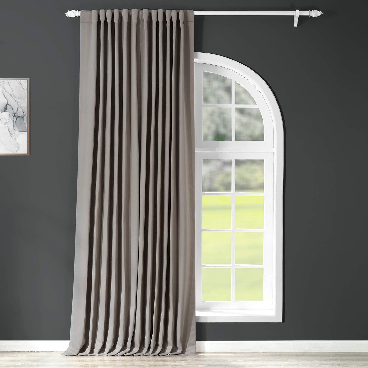 Neutral Grey Extra Wide Blackout Room Darkening Curtain (1 Panel), Neutral Grey, 100W X 108L