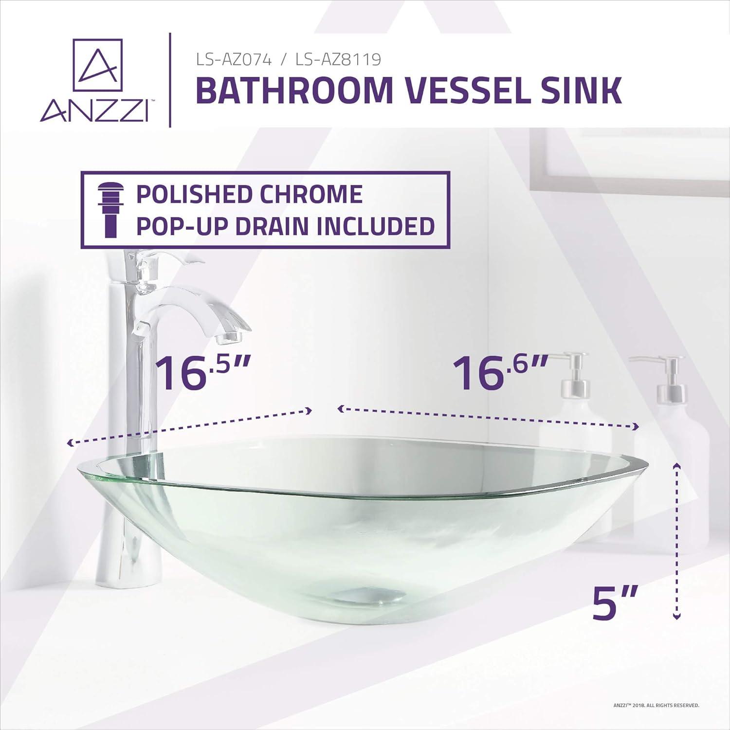 Cadenza 16.5'' Clear Tempered Glass Square Vessel Sink