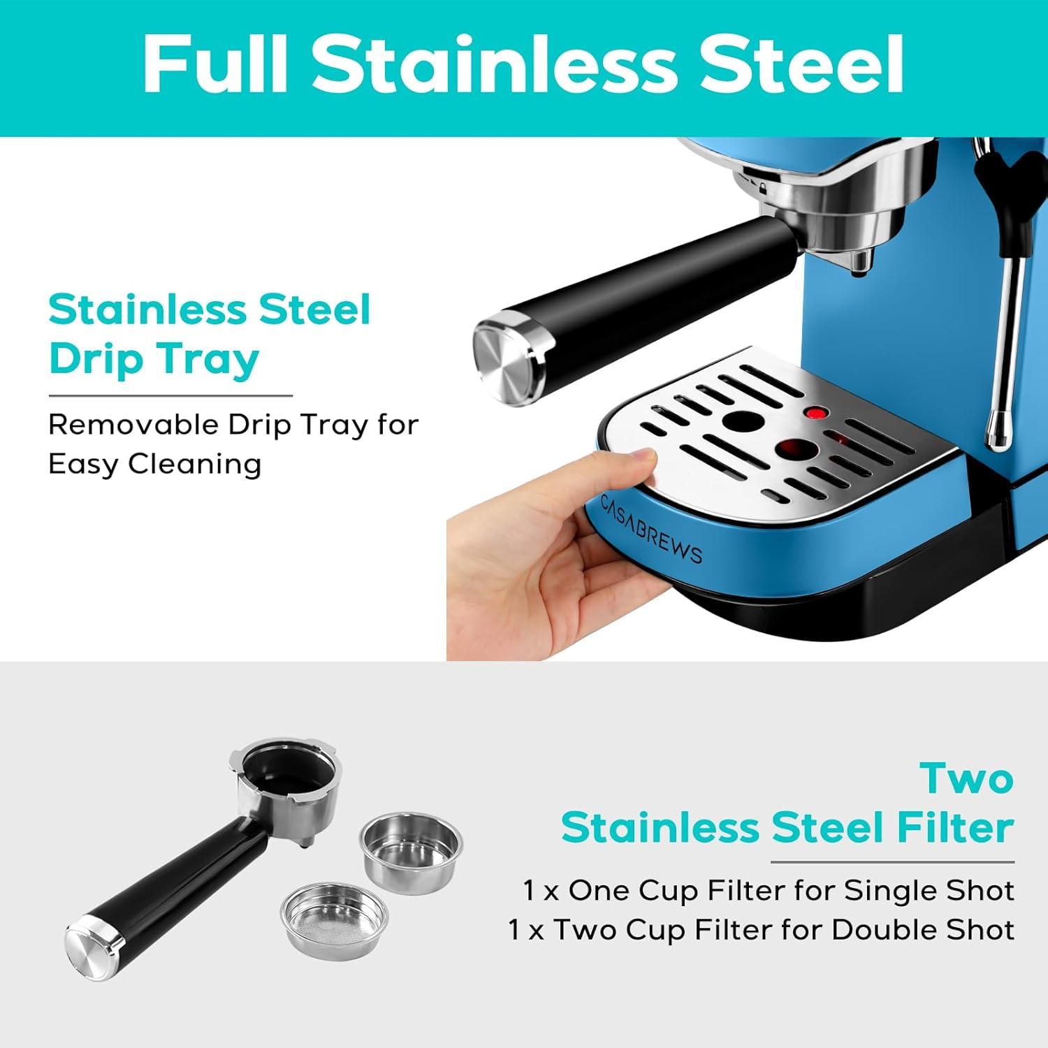 CASABREWS CASABREWS CM5418 20 Bar Espresso Machine Coffee Maker W/ Powerful Steam Wand Stainless Steel