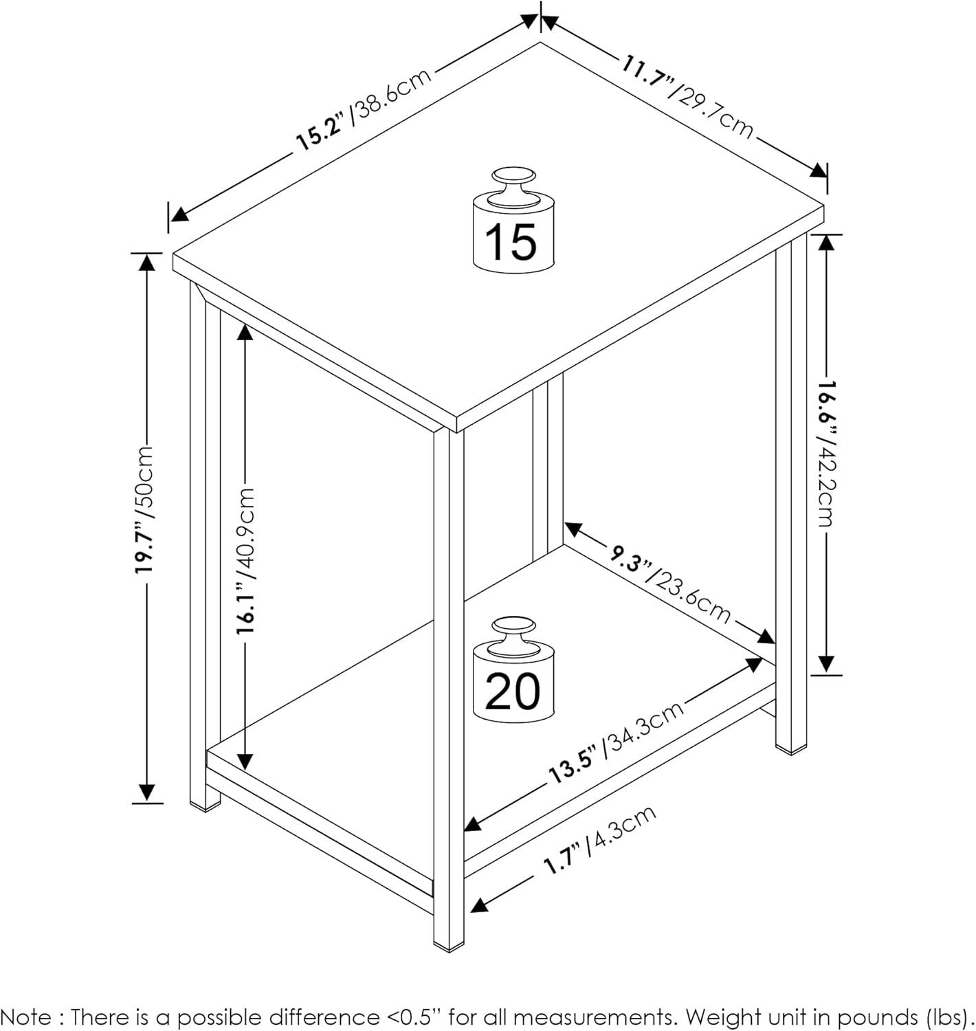 Furinno Simplistic Industrial Metal Frame End Table, 1-Pack, French Oak