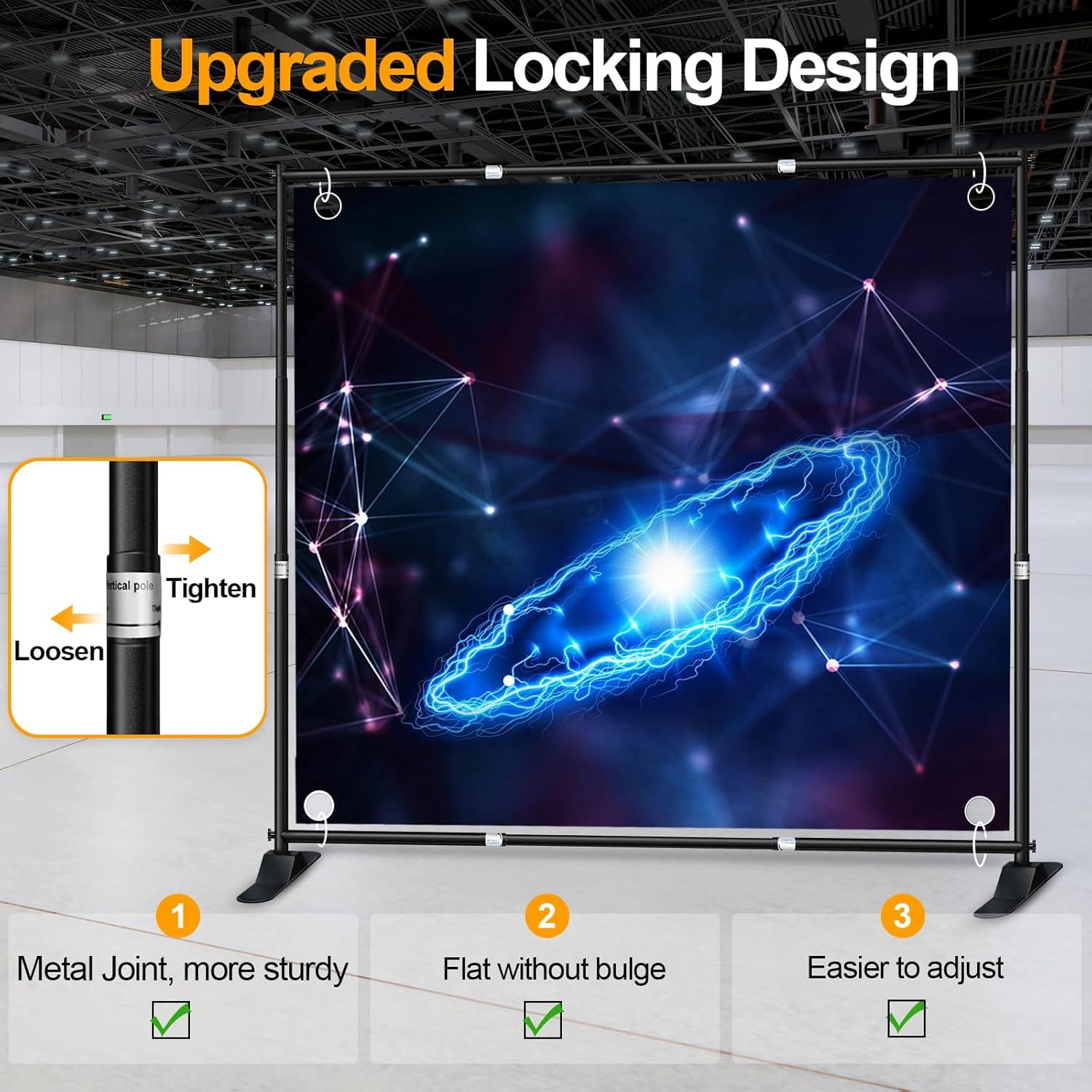 EMART 10x10 ft Heavy Duty Banner Backdrop Stand Kit, Adjustable Frame for Step and Repeat Backdrops, Ideal for Photography, Trade Shows, and Photo Booths