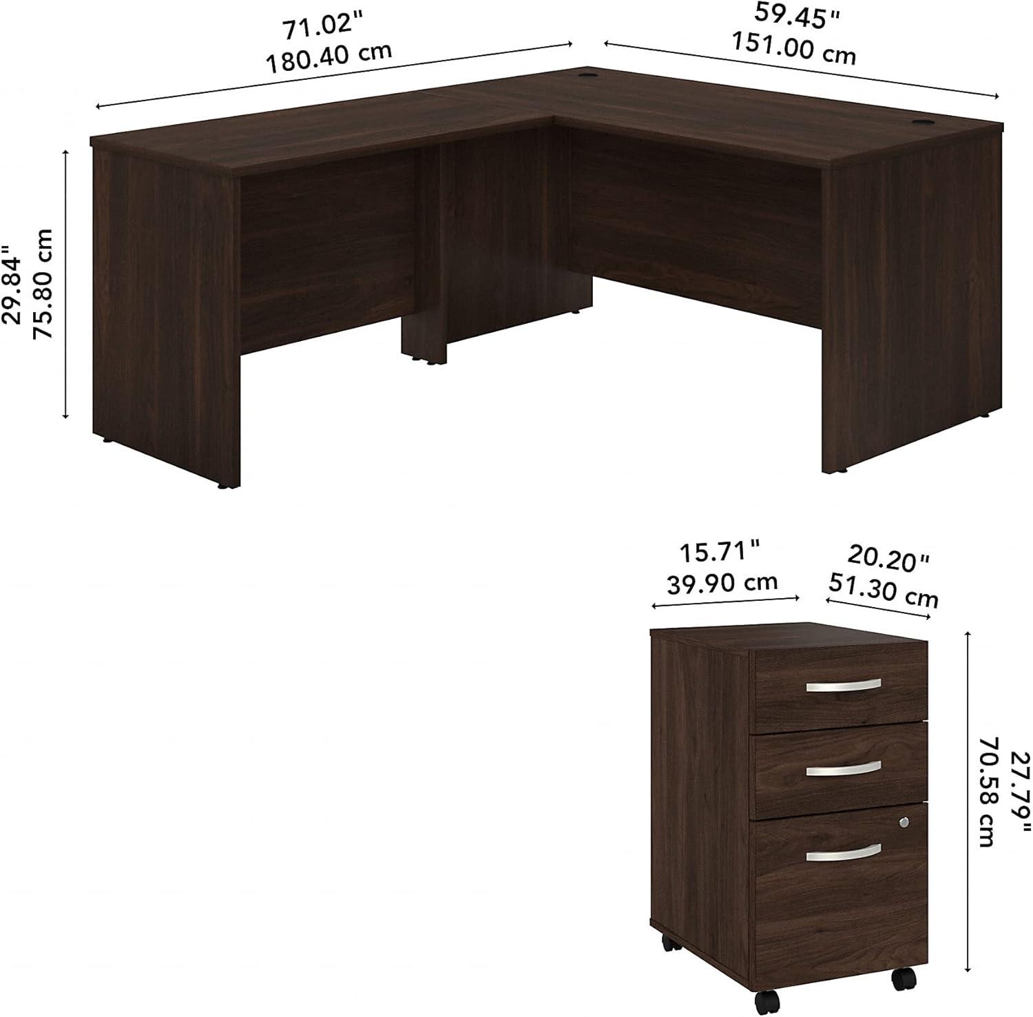 Bush Business Furniture Studio C L Shaped Desk with Mobile File Cabinet and Return