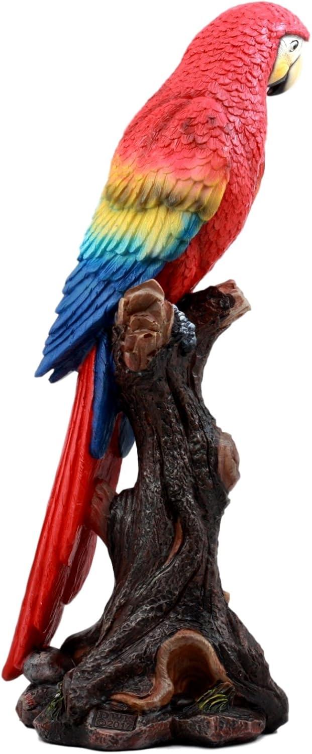 Ebros Gift Tropical Rainforest Red Scarlet Macaw Parrot 13.75 inch Garden Statue