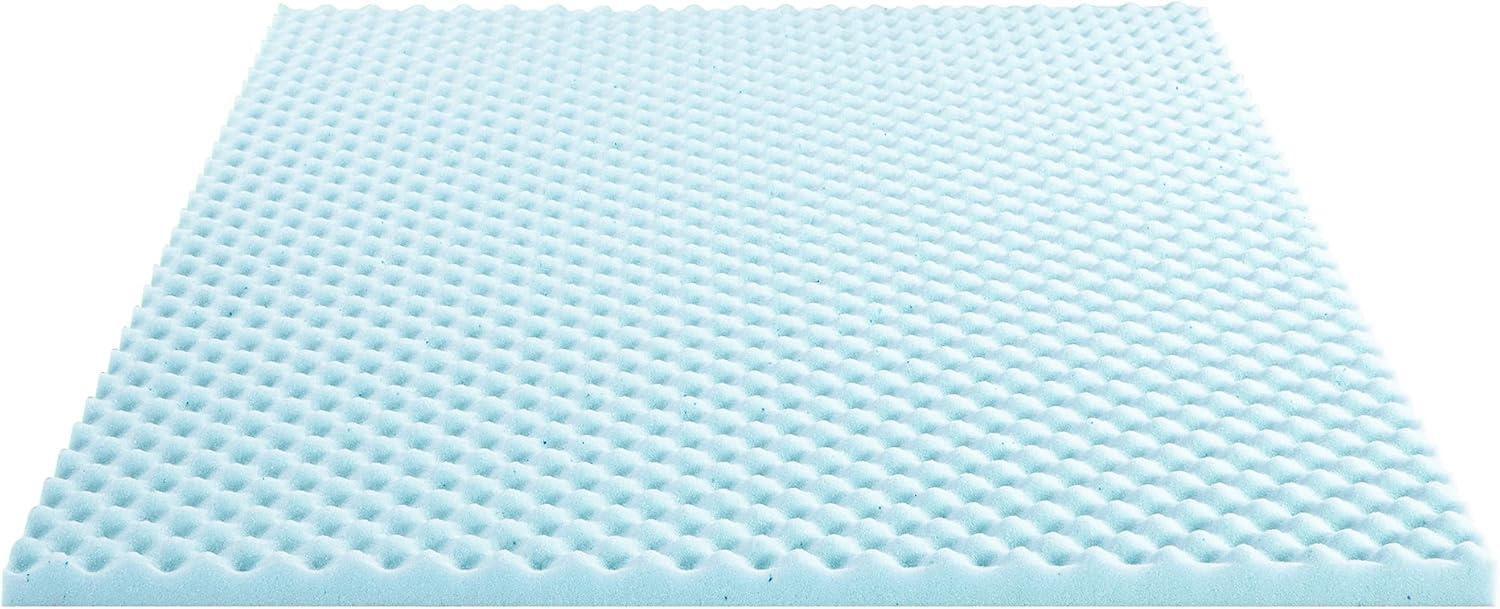 Twin Blue Gel Infused Eggcrate Memory Foam Mattress Topper