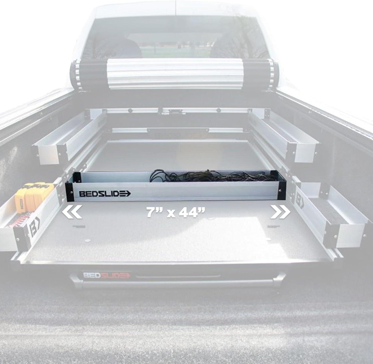 Silver Aluminum Truck Bed Organizer with Non-Skid Pad, 7x44 Inches