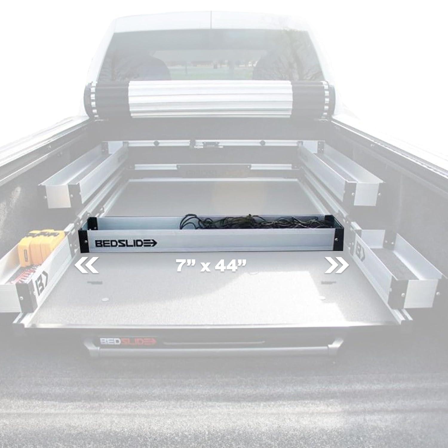 Silver Aluminum Truck Bed Organizer with Non-Skid Pad, 7x44 Inches