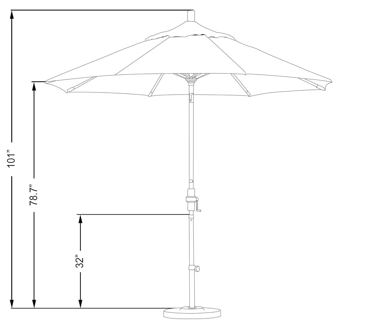 California Umbrella 9' Round Aluminum Patio Umbrella, Crank Lift, Collar Tilt, White Pole, Natural