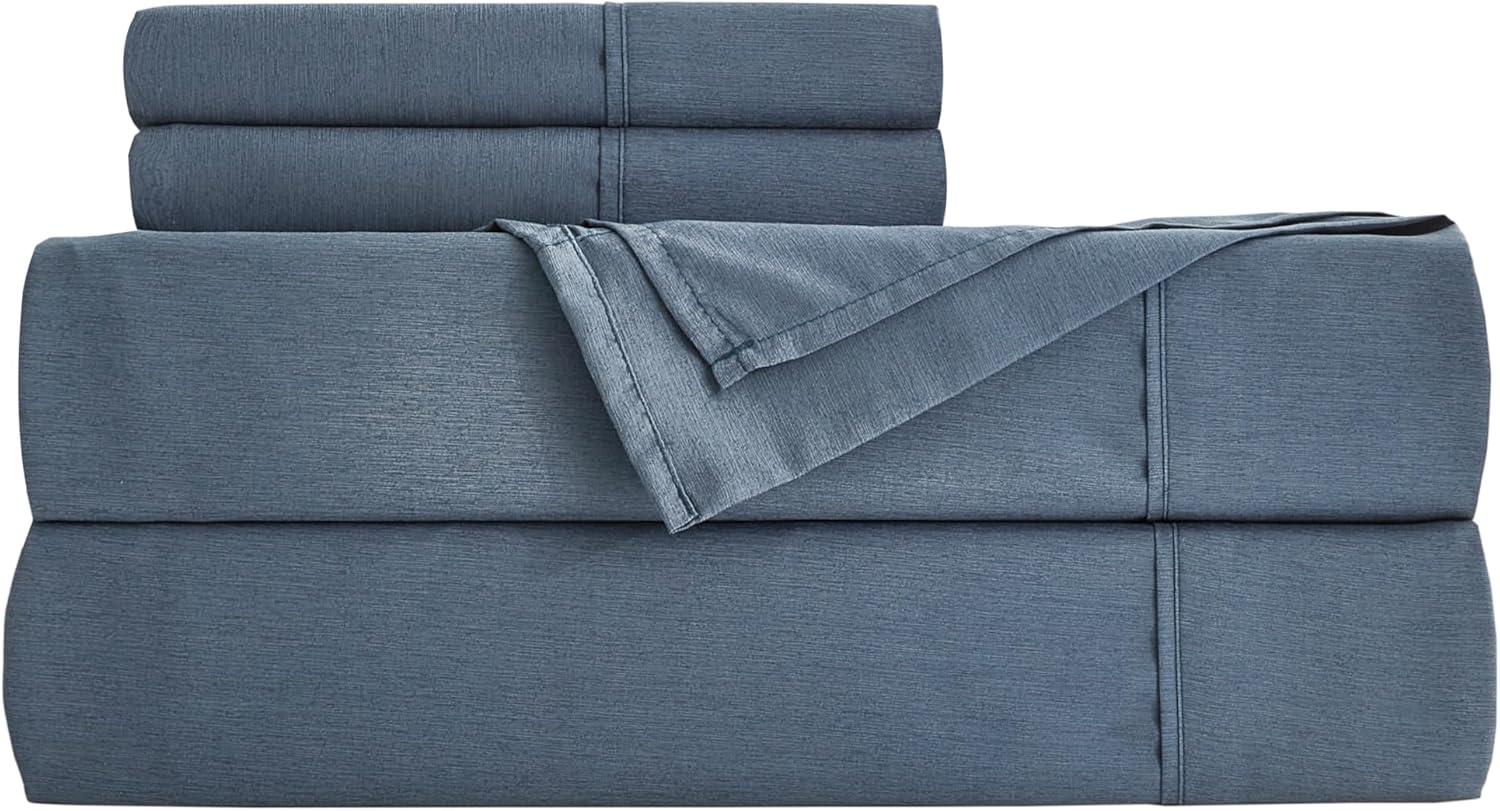 Steel Blue Rayon Bamboo Blend Queen Sheet Set