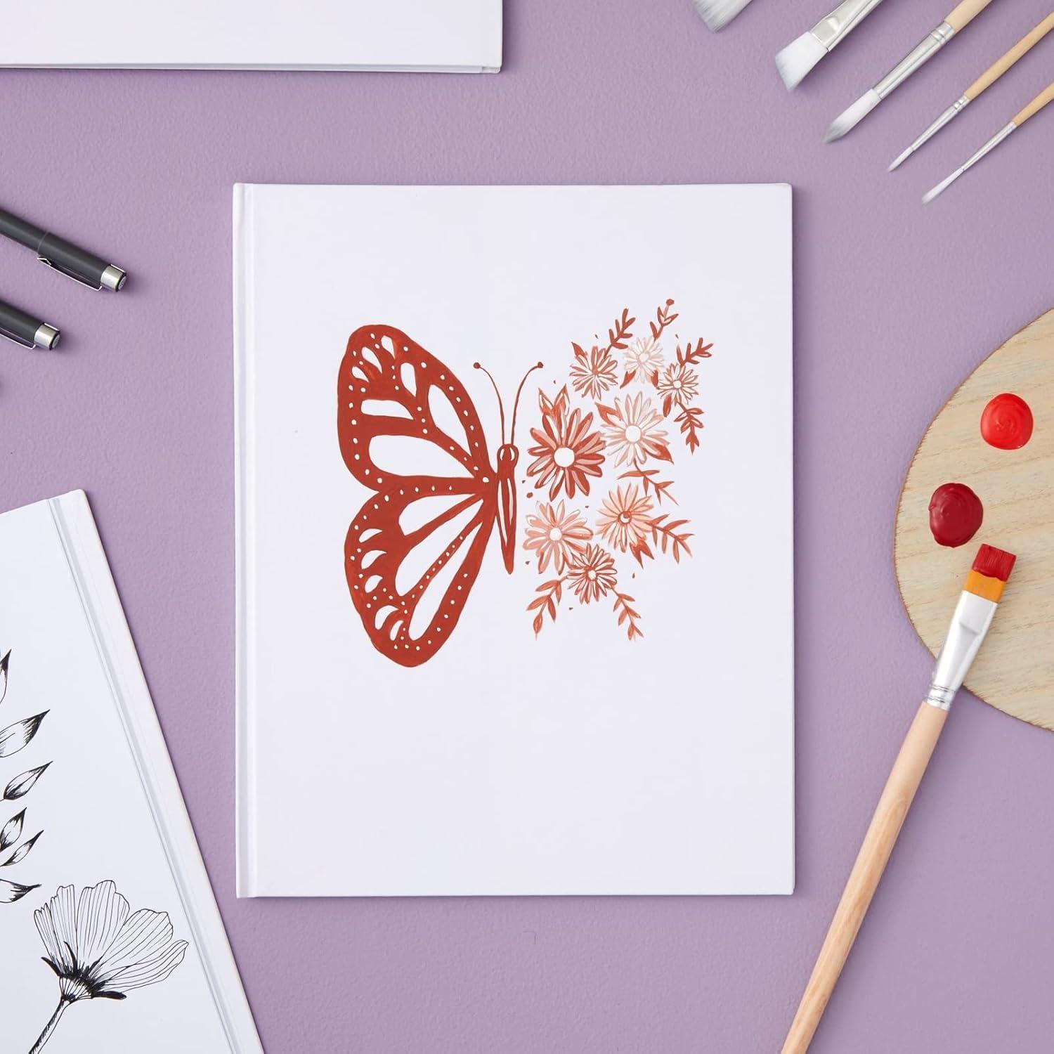 Paper Junkie White Hardcover Blank Books for Kids to Write Stories, 8.5x11 Unlined Journals for Students (36 Pages, 3 Pack)