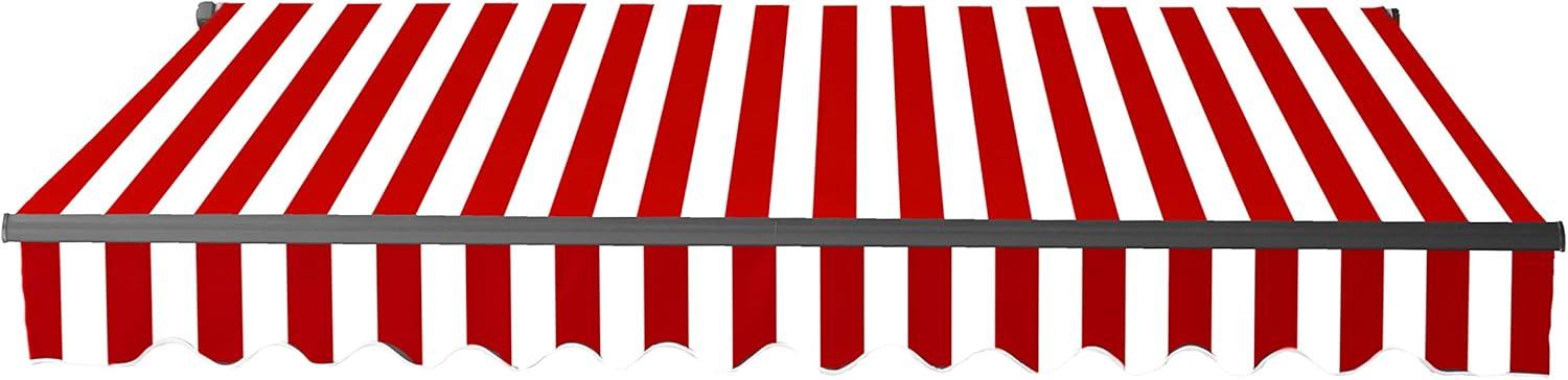 ALEKO 20' x 10' Retractable Motorized Black Frame Patio Awning, Red and White Striped Color