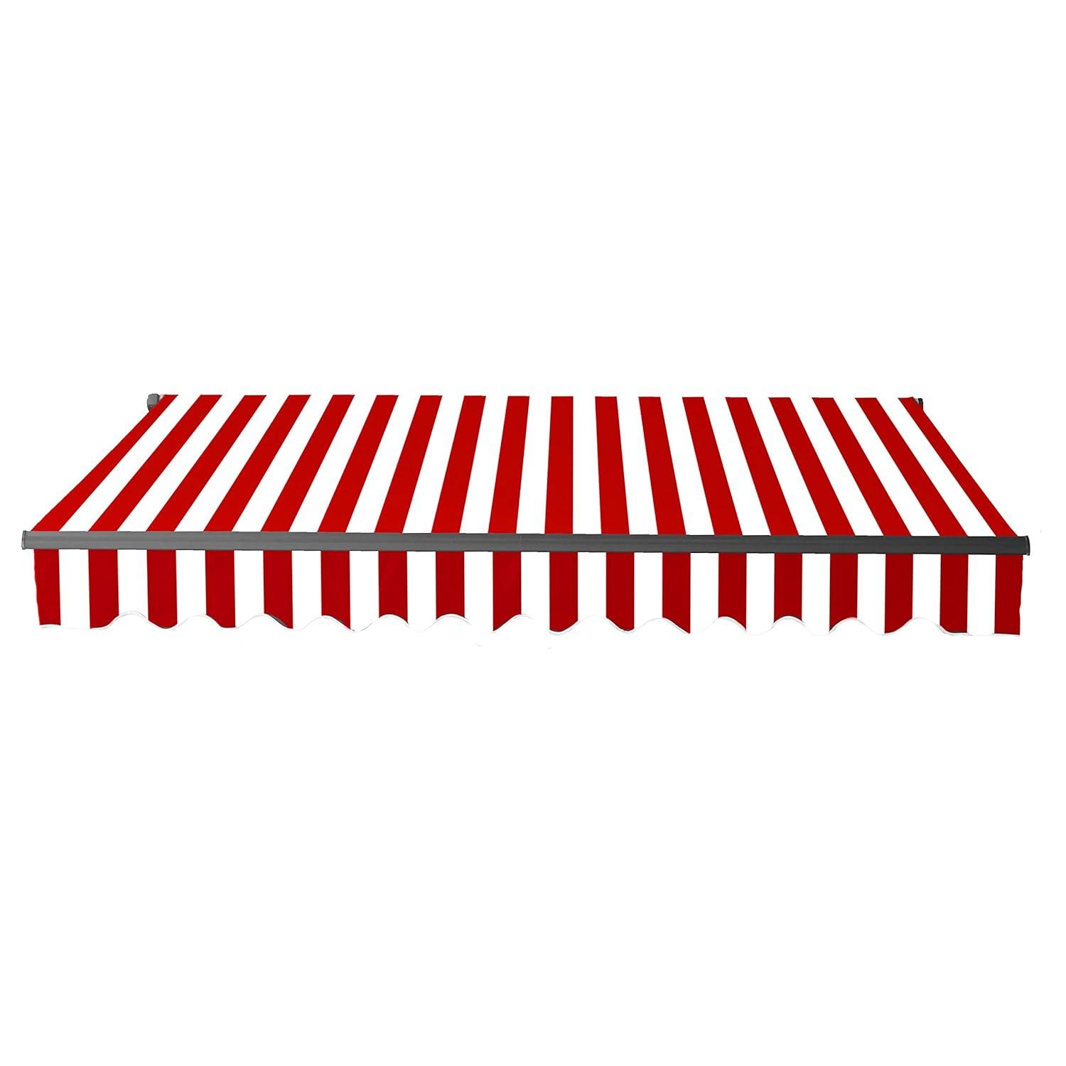 ALEKO ABM20X10REDWH05 Black Frame Motorized Retractable Home Patio Canopy Awning 20'x10' Red/White