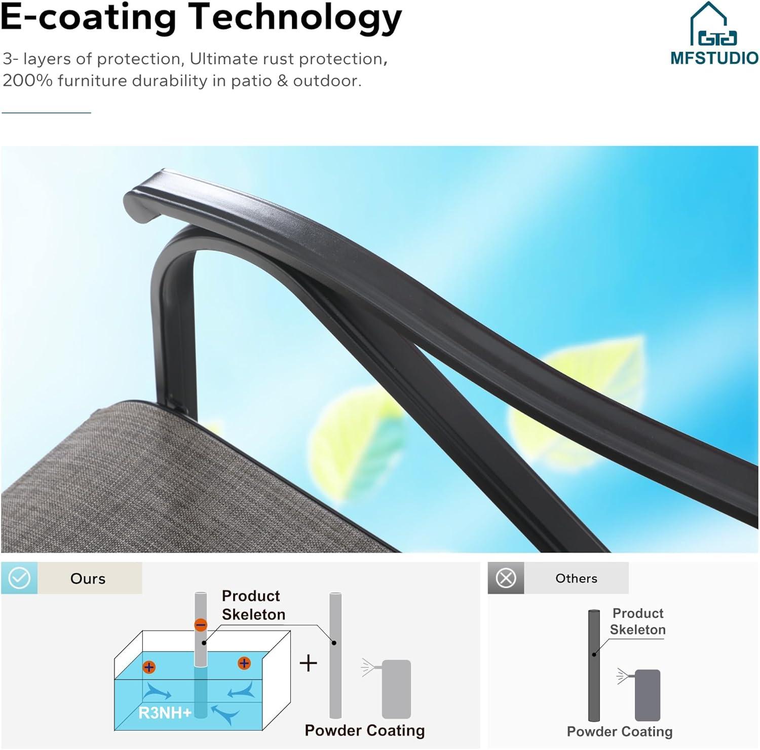 Gray Textilene Fabric High Back Outdoor Dining Chairs with Steel Frame