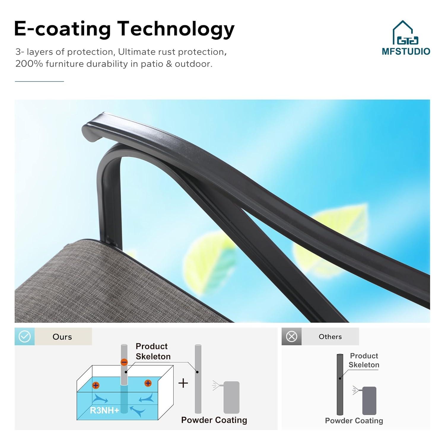 Gray Textilene Fabric High Back Outdoor Dining Chairs with Steel Frame