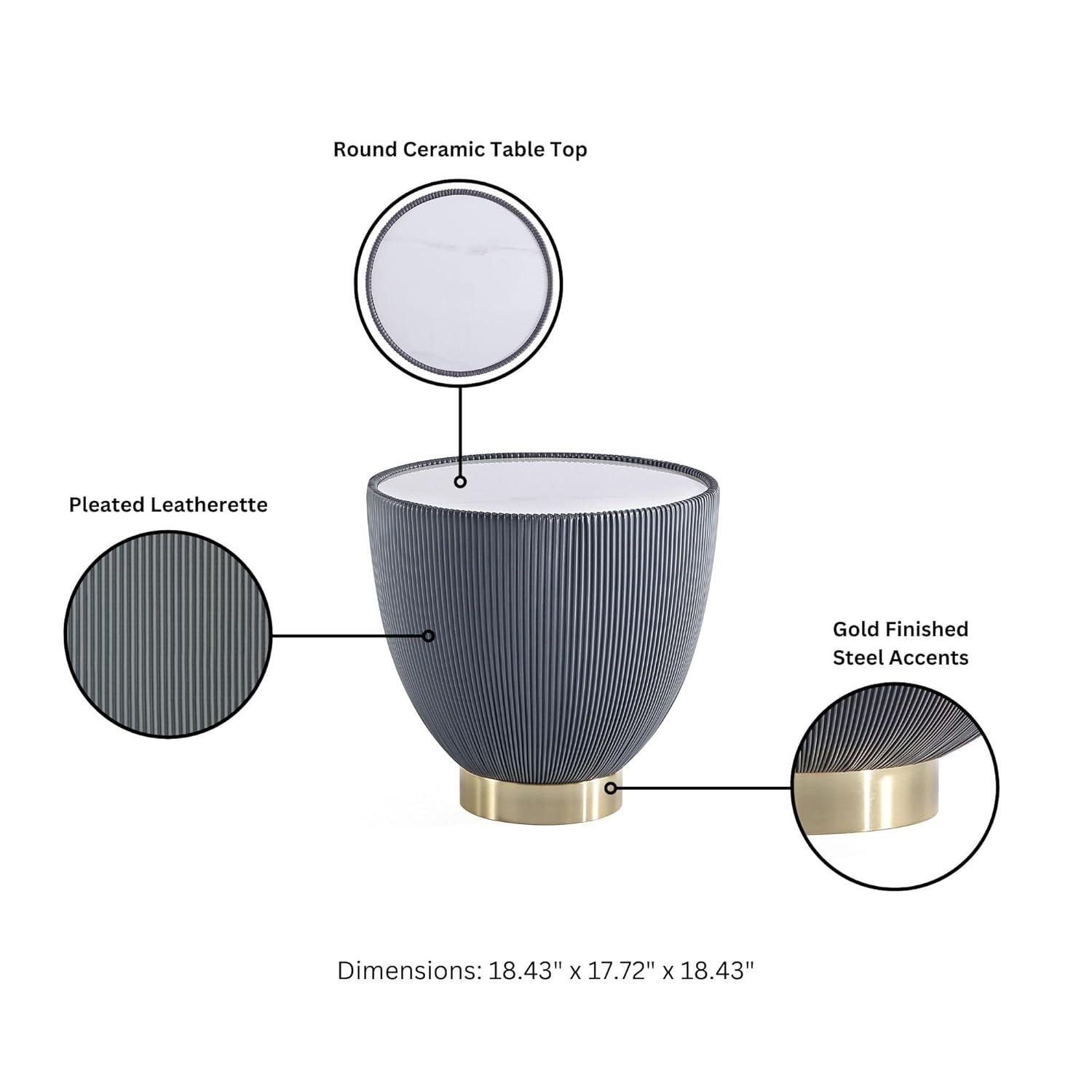 Manhattan Comfort 3pc Anderson Leatherette Upholstered Coffee Table and End Table Set Cream/Gray