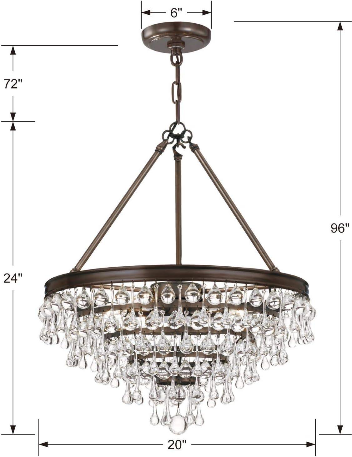 Crystorama Calypso 6 Light Crystal Teardrop Vibrant Gold Chandelier - 20'' W x 24'' H
