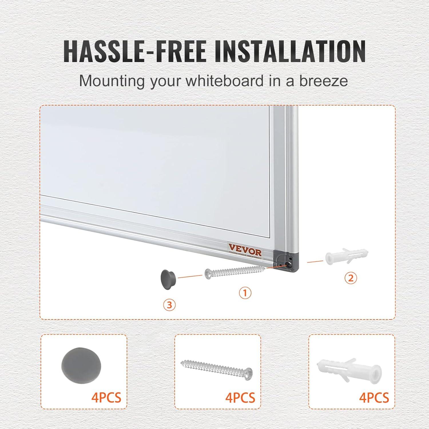 Wall Steel Reversible Magnetic Small - 2' - 4' Whiteboard