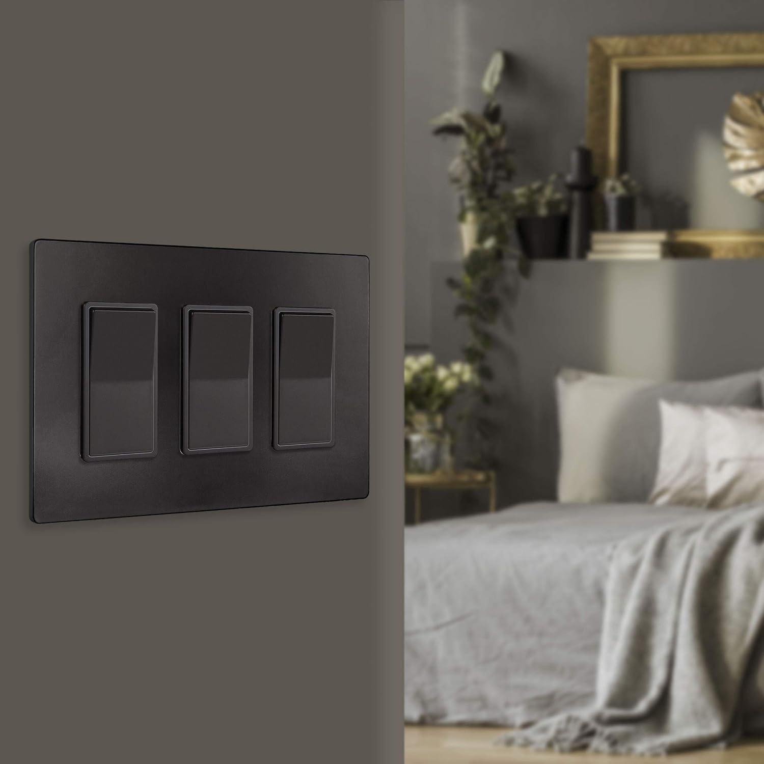 Dark Bronze 3-Gang Screwless Decorator Wall Plate