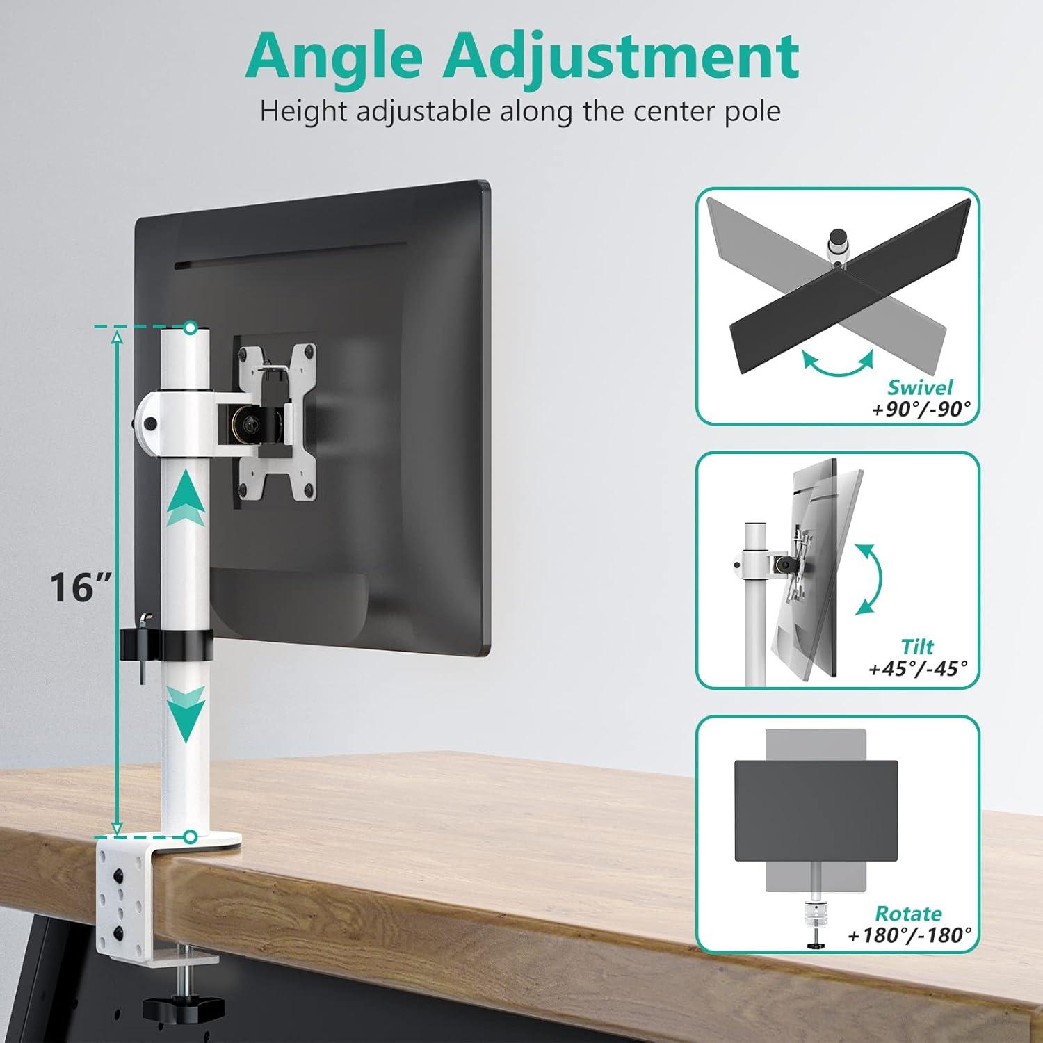 Single Monitor Mount for 1 Computer Screen up to 32 inch, Fully Adjustable Monitor Arm Holds up to 22 lbs