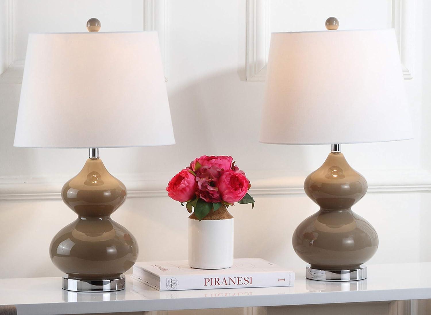 Eva Double Gourd Table Lamp (Set of 2) - 24 Inch Height - LIT4086 - Taupe - Safavieh