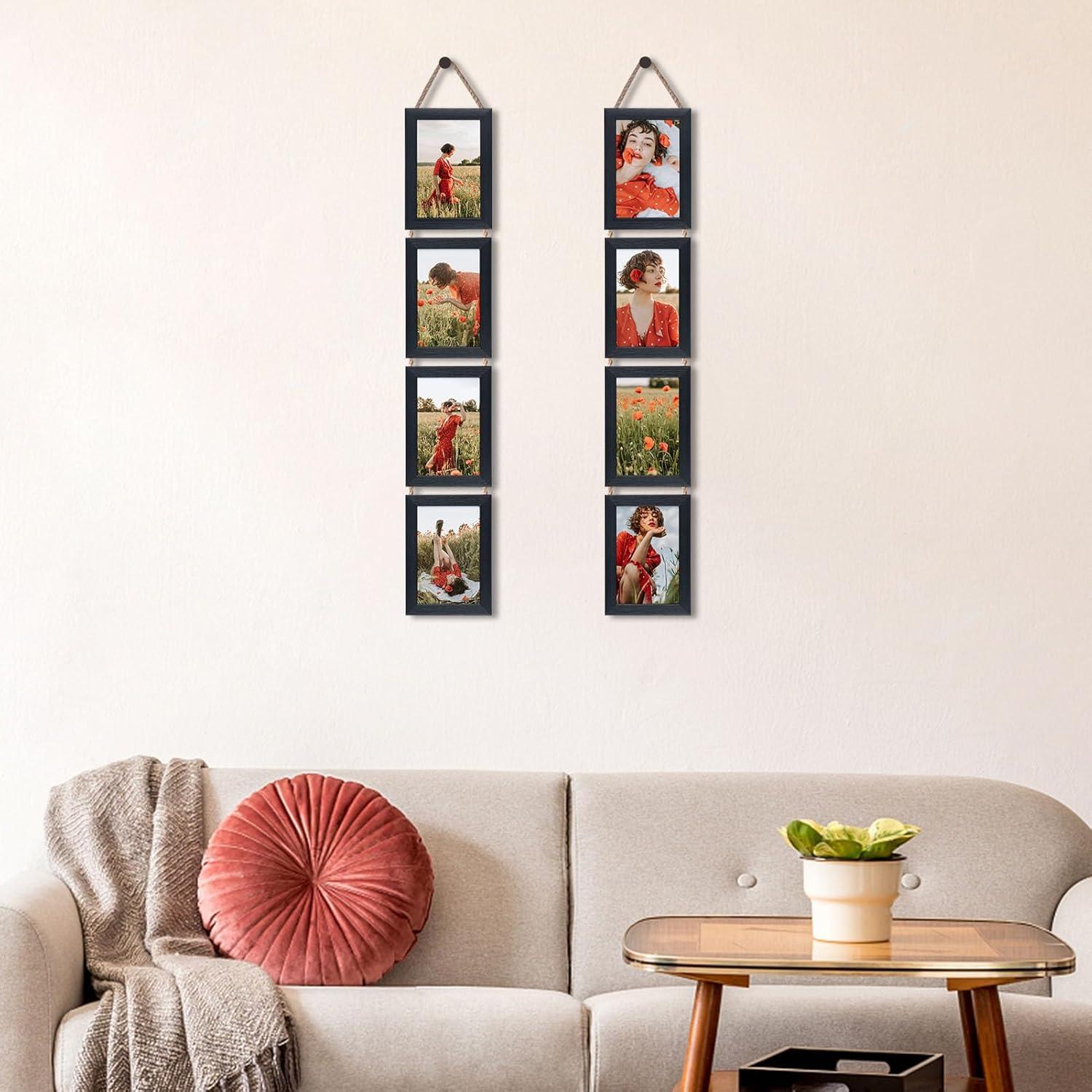 4x6 Collage Picture Frames Set of 2, Black Hanging Photo Frame for Wall