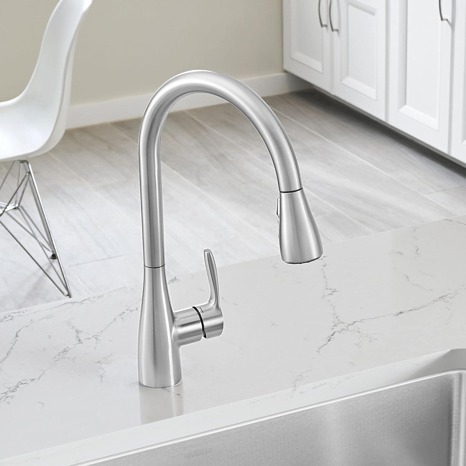 High-Arc Stainless Steel Kitchen Faucet with Dual Spray Pull-Down