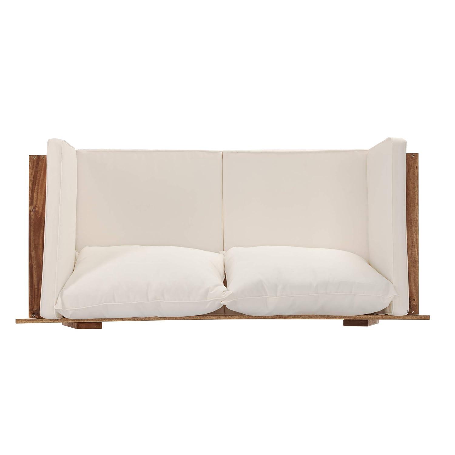 Holly & Martin Dolavon Outdoor Convertible Lounge Chair - Natural with Cream Cushions - SEI