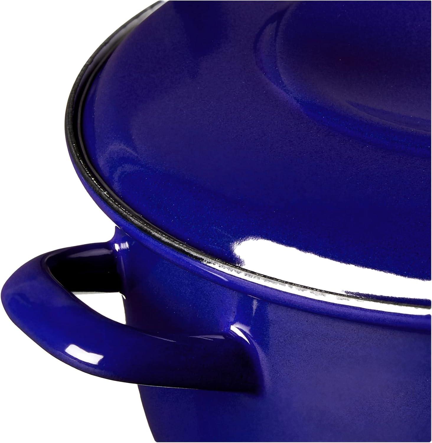 Cobalt Blue Enameled Iron 7-Quart Round Dutch Oven with Lid