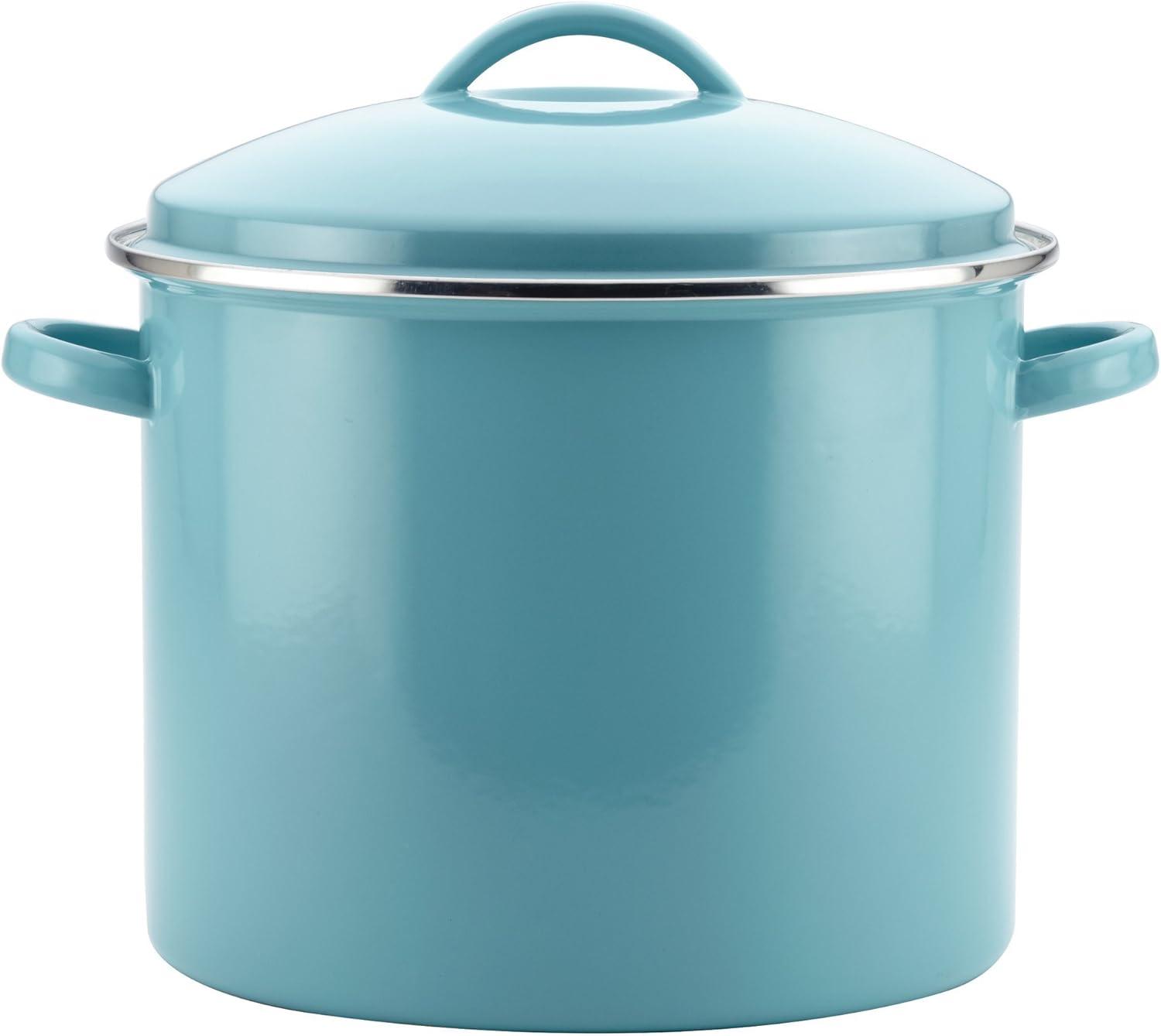 Aqua Blue 16-Quart Enamel on Steel Stockpot with Lid