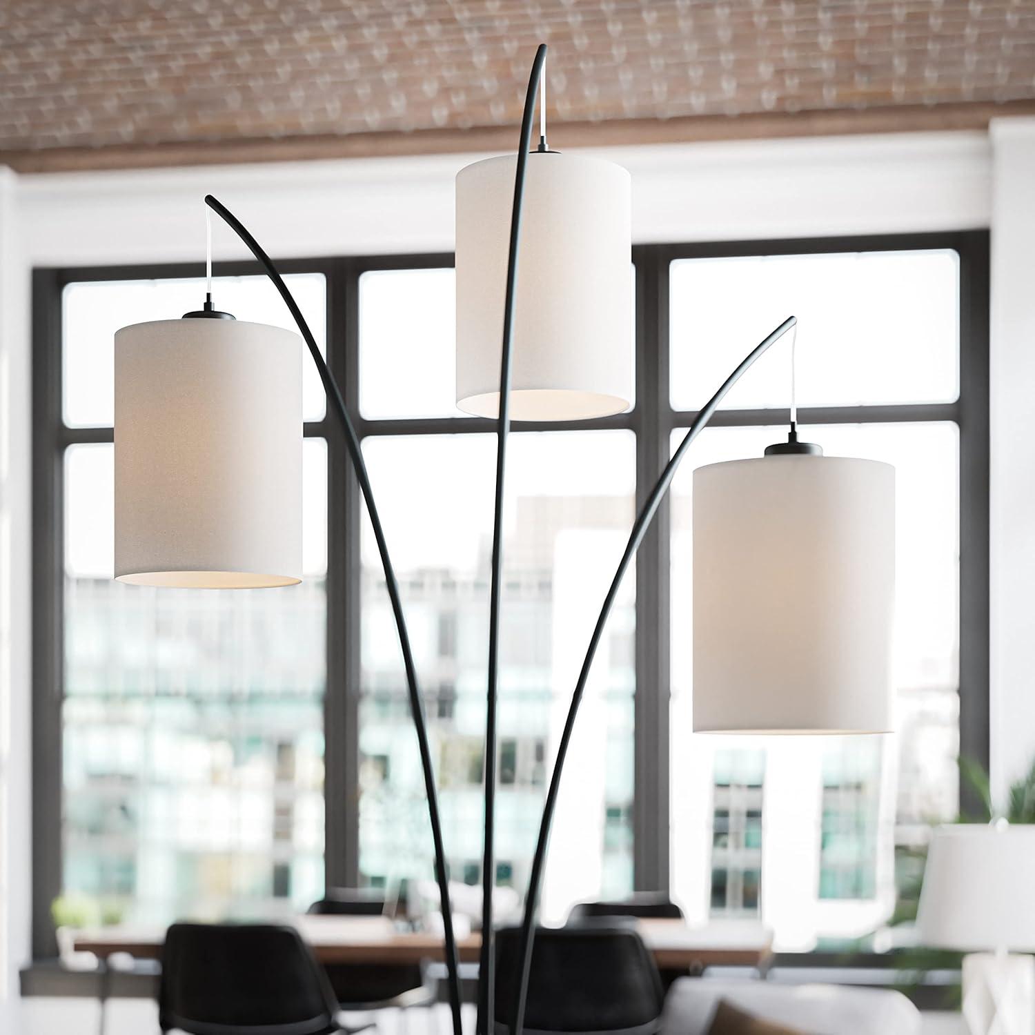 Sleek Modern Black Arc Floor Lamp with Adjustable Chandelier Style