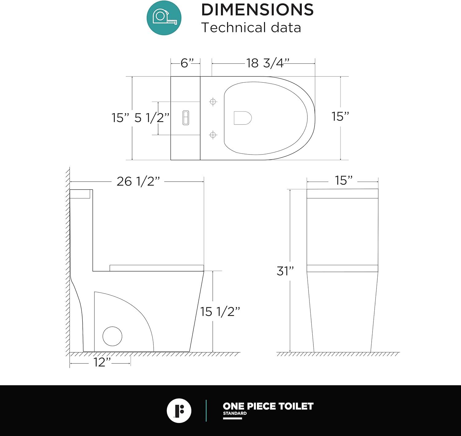 Dual-Flush Elongated One-Piece Toilet with High Efficiency Flush