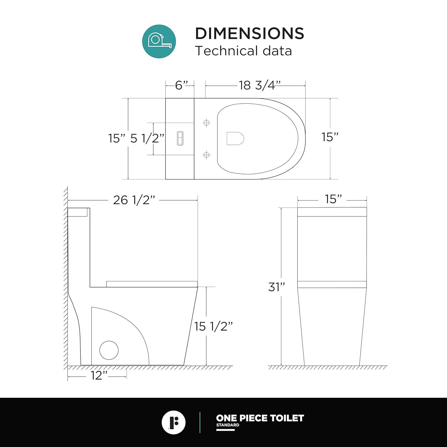Dual-Flush Elongated One-Piece Toilet with High Efficiency Flush