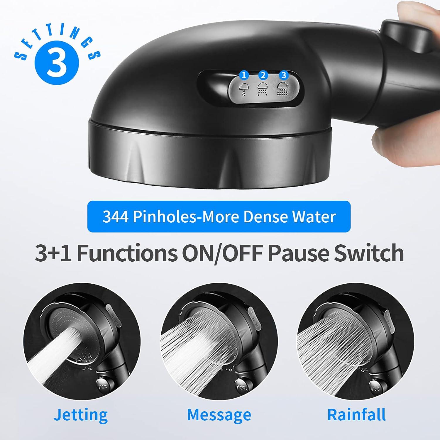 High Pressure Handheld Shower Head with ON/OFF Pause Switch, 3 Spray Modes Shower Head