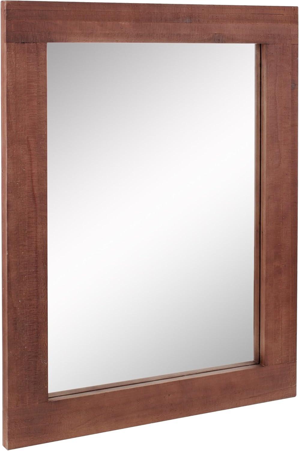 Stonebriar 24" x 18" Redwood Country Rustic Rectangle Wood Wall Mirror