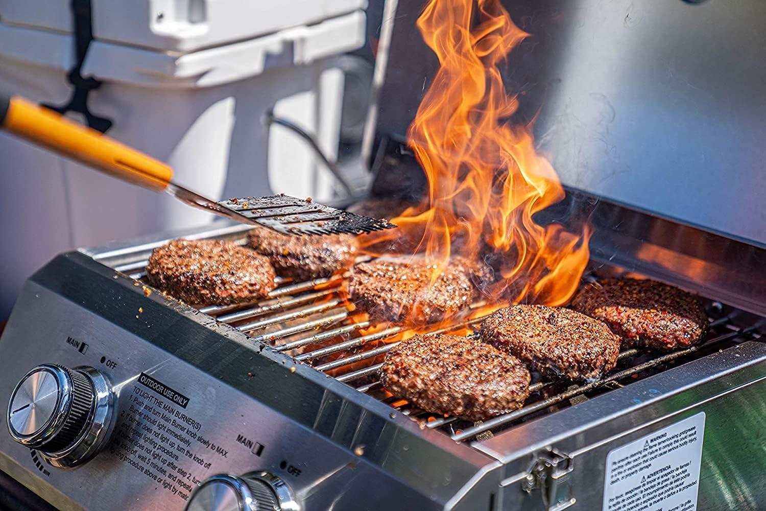 Monument Grills 13742,2-Burner Portable Stainless Steel Tabletop Propane Gas Grill with High Lid and Travel Locks, 15,000 BTU – Perfect for Family BBQs