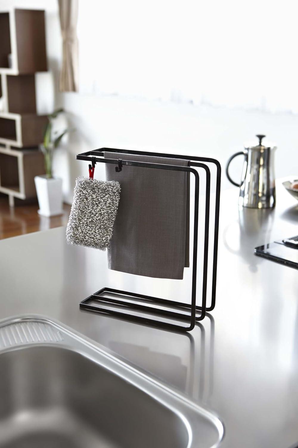 Black Steel Water Resistant Dishcloth Hanger