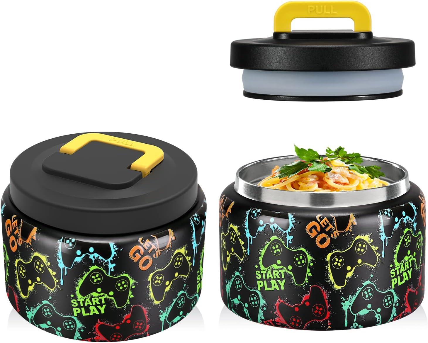 Black Stainless Steel Insulated Bento Lunch Box Set for Kids