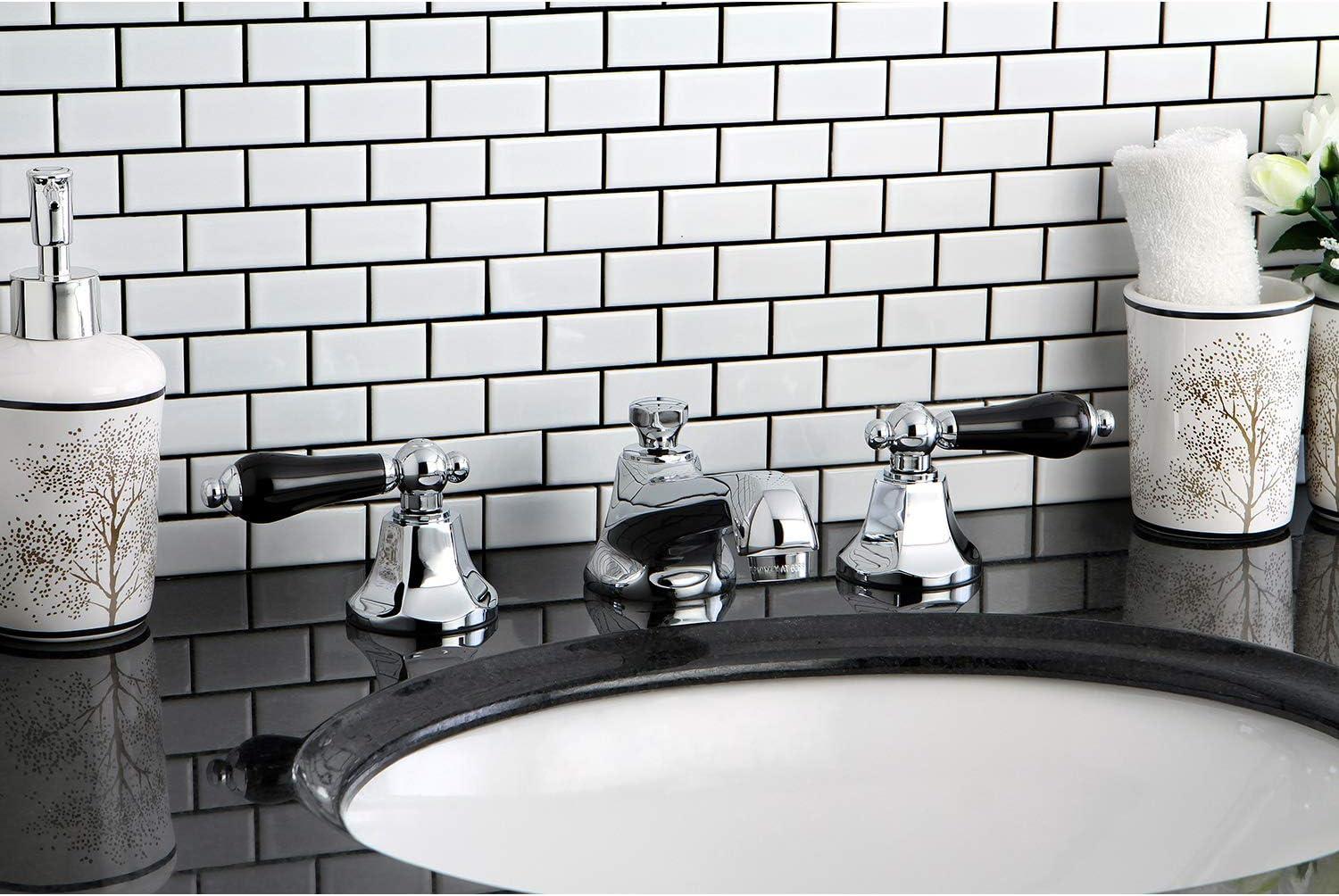 Kingston Brass KS4461PKL Kingston Brass Duchess Two-Handle 3-Hole Deck Mount Widespread Bathroom Faucet with Brass Pop-Up Drain
