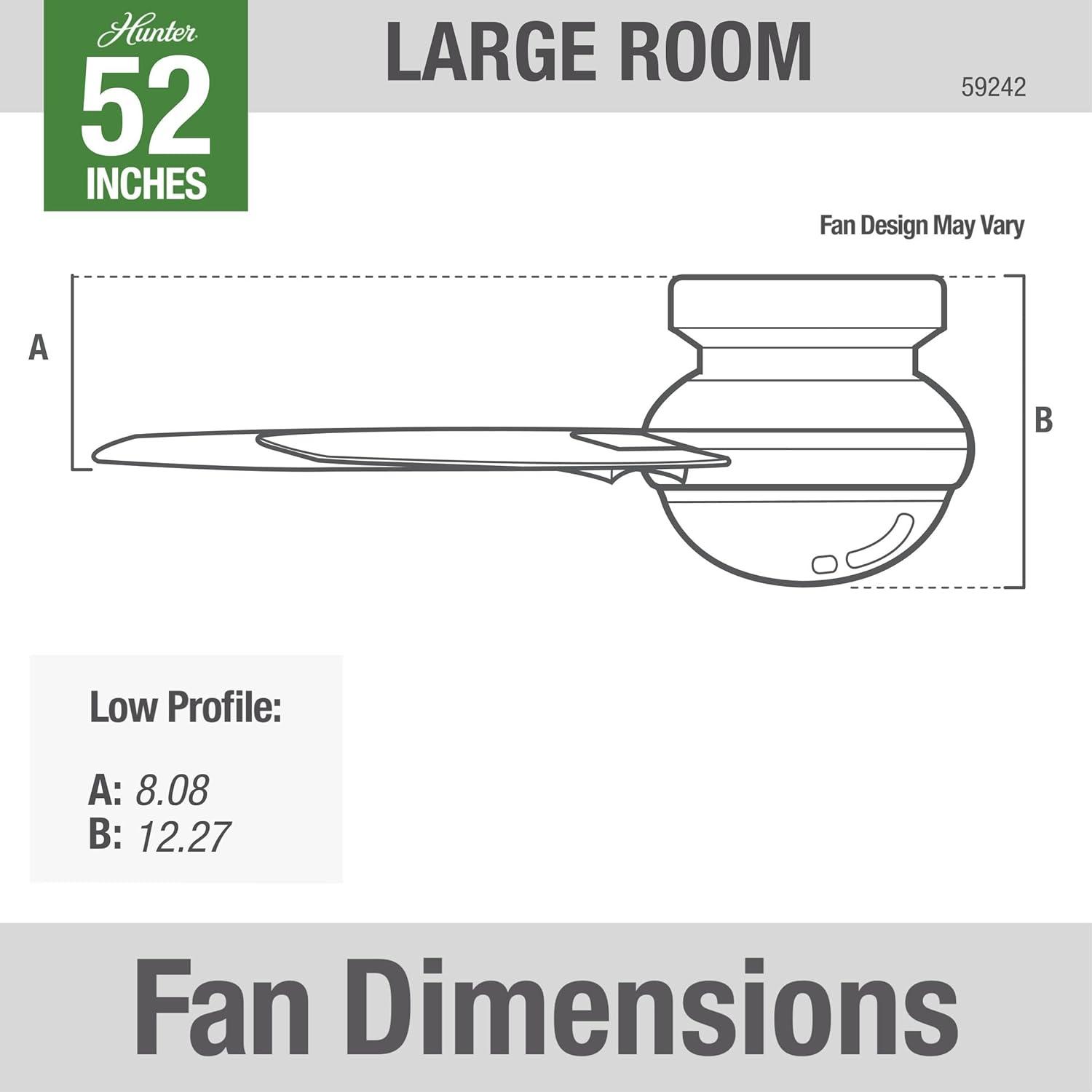 52" Dempsey Low Profile Ceiling Fan with Remote (Includes LED Light Bulb) - Hunter Fan